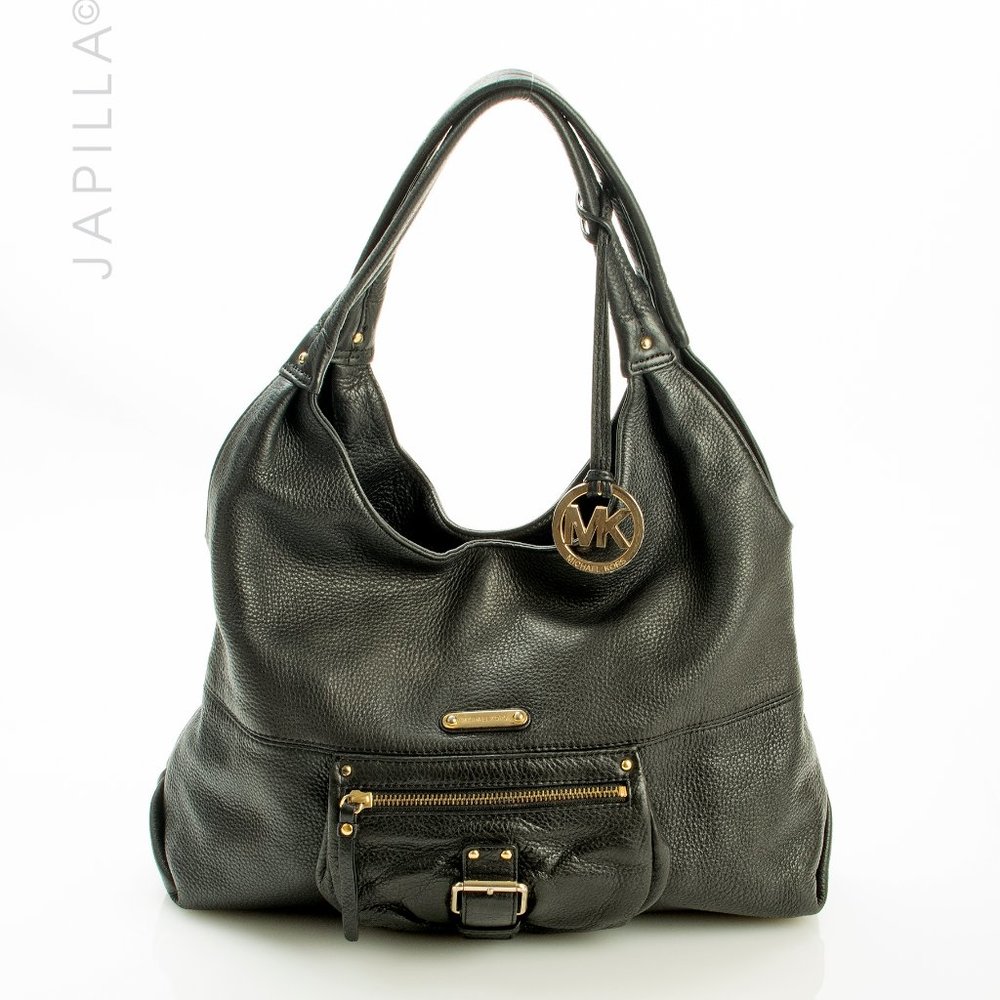 MICHAEL KORS NWOT PEBBLED BLACK LEATHER HOBO SHOULDER BAG HANDBAG PURSE